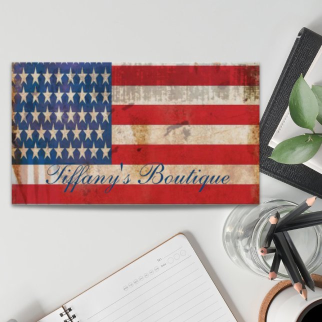 distressed american flag  Patriotic construction Business Card (distressed american flag Patriotic construction Business Card)