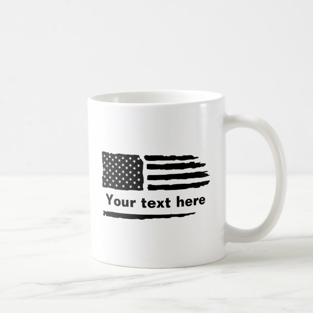 Distressed American Flag - Personalised - Custom Coffee Mug (Right)