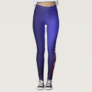 Distressed American Flag Pickleball Logo Leggings