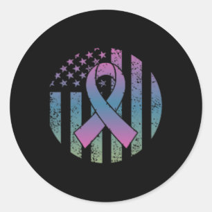 Distressed American Flag Pocket Metastatic Breast Classic Round Sticker