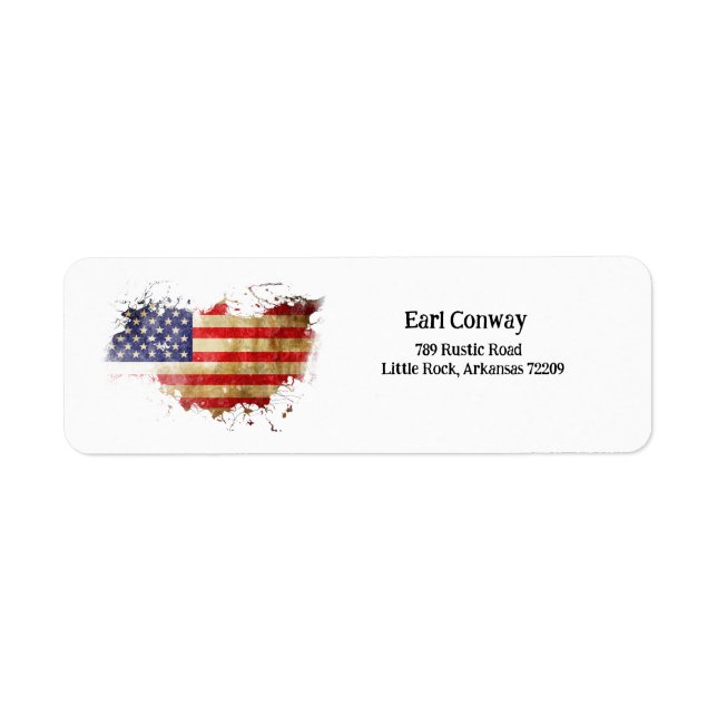 Distressed American Flag Return Address Label (Front)
