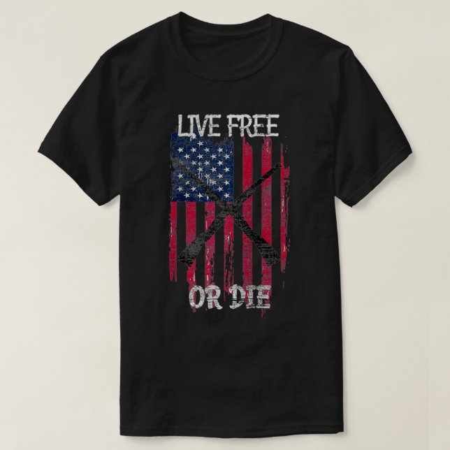 Distressed American Flag Rifle Live Free Or Die Pa T-Shirt (Design Front)