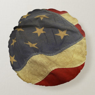 Distressed American Flag Round Cushion