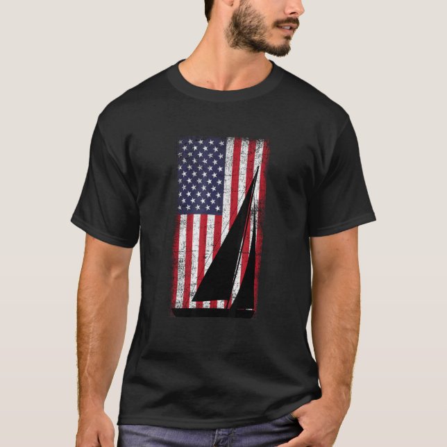 Distressed American Flag Sailing T-Shirt (Front)