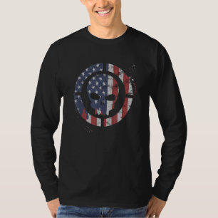 Distressed American Flag Skull Faded Old Glory Pat T-Shirt