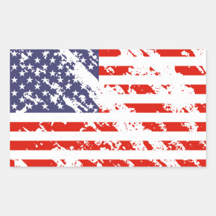 Distressed American flag stickers   USA rectangle