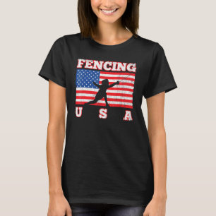 Distressed American Flag Swordsman Fencing T-Shirt