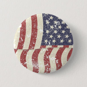 Distressed American Flag - vertical 6 Cm Round Badge