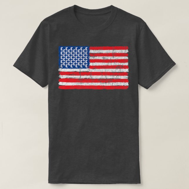 Distressed American Flag Video Game Patriotic 4th  T-Shirt (Design Front)