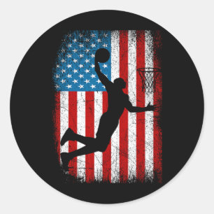 Distressed American Flag Vintage Bysketbyll 4th Of Classic Round Sticker