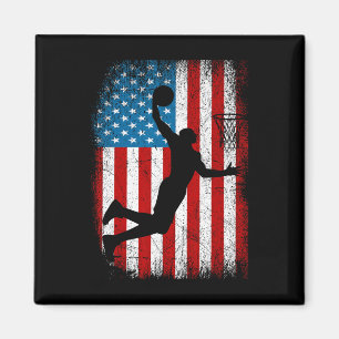 Distressed American Flag Vintage Bysketbyll 4th Of Magnet