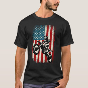 Distressed American Flag Vintage Dirt Bike Rider M T-Shirt