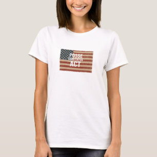 Distressed American Flag with Posse Comitatus Act T-Shirt