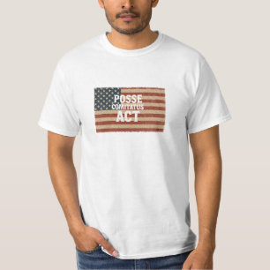 Distressed American Flag with Posse Comitatus Act T-Shirt