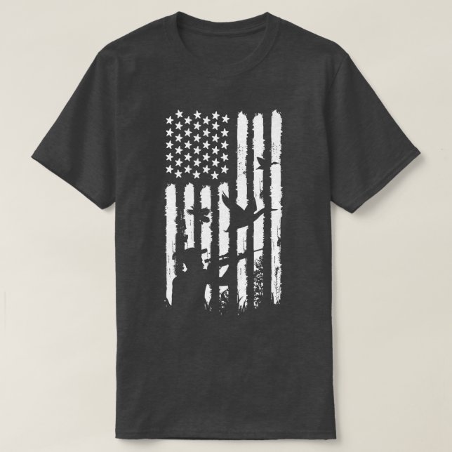 Distressed American Hunting Flag T-Shirt (Design Front)