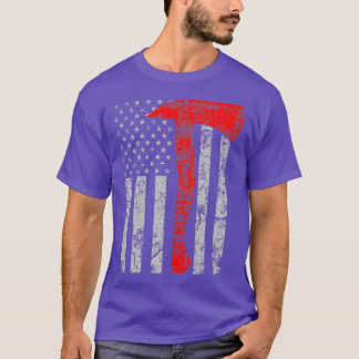 Distressed American Patriot Red Line Axe Firefight T-Shirt