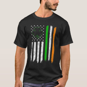 Distressed American Shamrock Flag Irish Flag St Pa T-Shirt