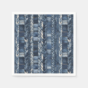Distressed And Braided Blue Jean Denim Napkin