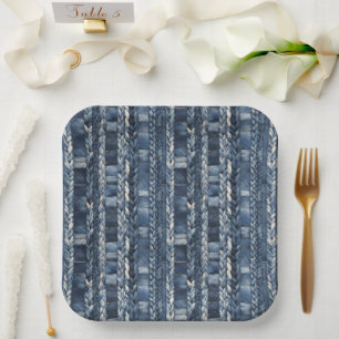 Distressed And Braided Blue Jean Denim Paper Plate