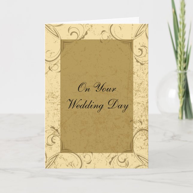 Distressed and Elegant Wedding Day Card (Front)