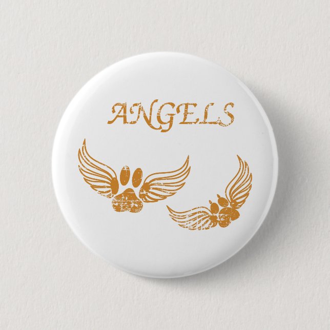 Distressed Angel Pet Paws 6 Cm Round Badge (Front)