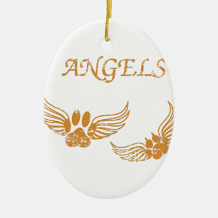 Distressed Angel Pet Paws Ceramic Tree Decoration