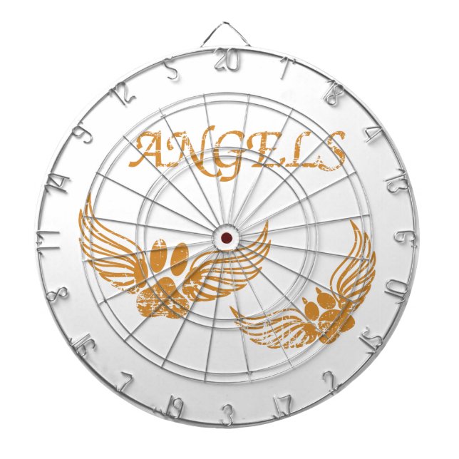 Distressed Angel Pet Paws Dartboard (Front)