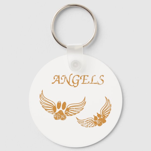 Distressed Angel Pet Paws Key Ring (Front)