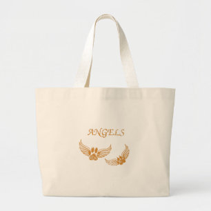 Distressed Angel Pet Paws Large Tote Bag