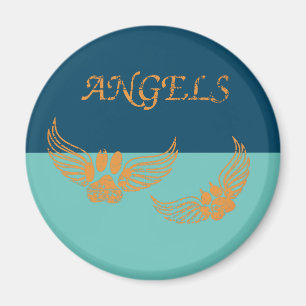 Distressed Angel Pet Paws On Blue Magnet