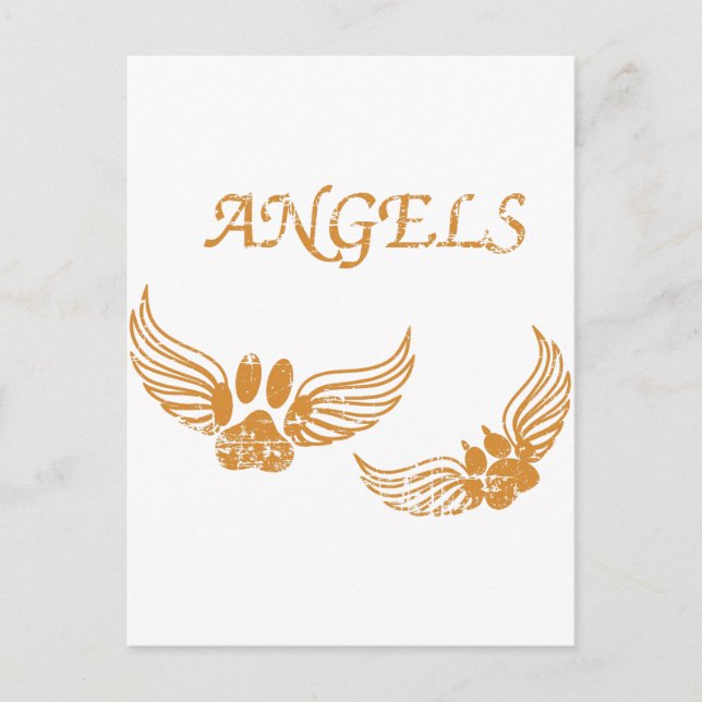 Distressed Angel Pet Paws Postcard (Front)
