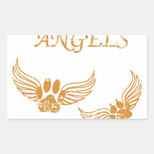 Distressed Angel Pet Paws Rectangular Sticker