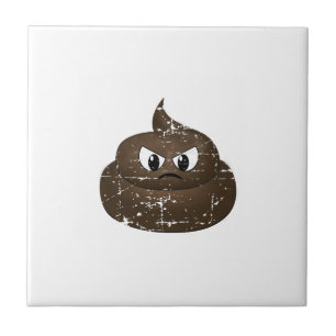 Distressed Angry Cartoon Poop Ceramic Tile