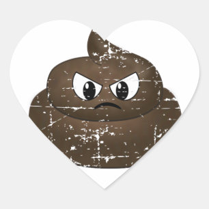 Distressed Angry Cartoon Poop Heart Sticker