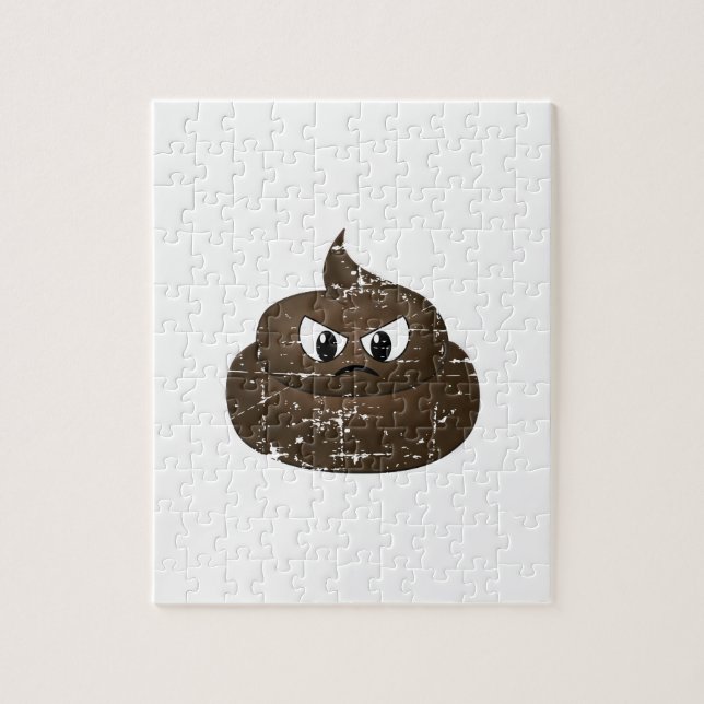 Distressed Angry Cartoon Poop Jigsaw Puzzle (Vertical)