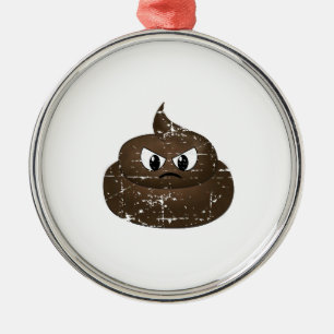 Distressed Angry Cartoon Poop Metal Ornament