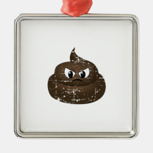 Distressed Angry Cartoon Poop Metal Tree Decoration