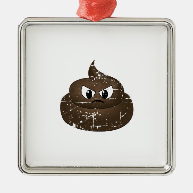 Distressed Angry Cartoon Poop Metal Tree Decoration (Front)