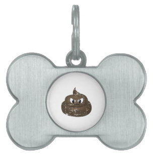Distressed Angry Cartoon Poop Pet ID Tag