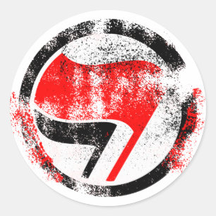 Distressed Anti-Fascist Action Flag Classic Round Sticker