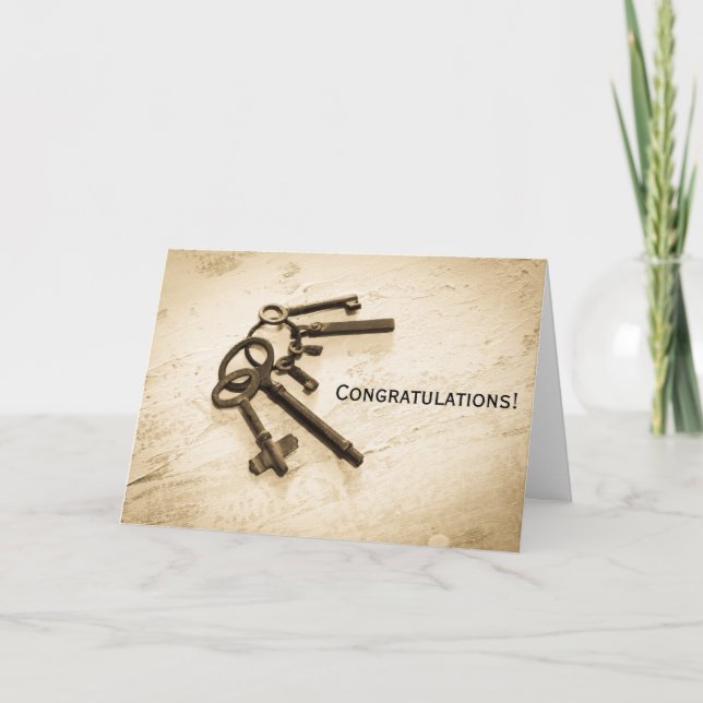 Distressed Antique Skeleton Keys on Key Ring Card (Front)