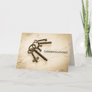 Distressed Antique Skeleton Keys on Key Ring Card