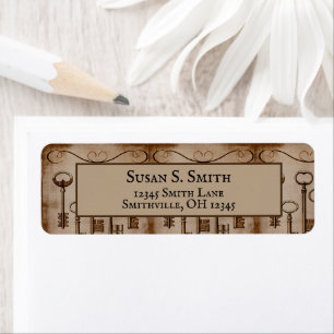 Distressed Antique Skeleton Keys Return Address Label