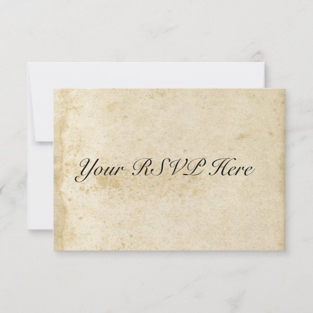 Distressed Antique Stained Paper RSVP Card (Front)