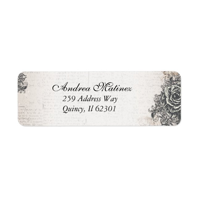 Distressed Antique Vintage Rose Address Labels (Front)