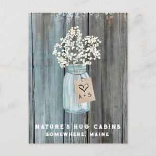 *~*  Distressed AP49 QR Mason Jar Holiday Postcard