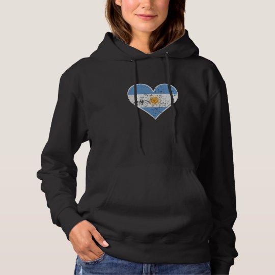 Distressed Argentinian Flag Heart Hoodie