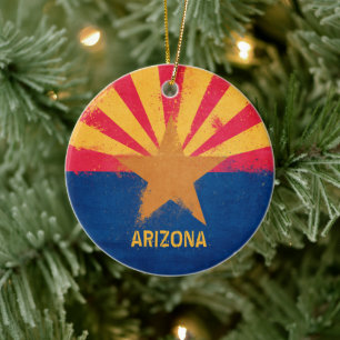 Distressed Arizona State Flag  Ceramic Ornament