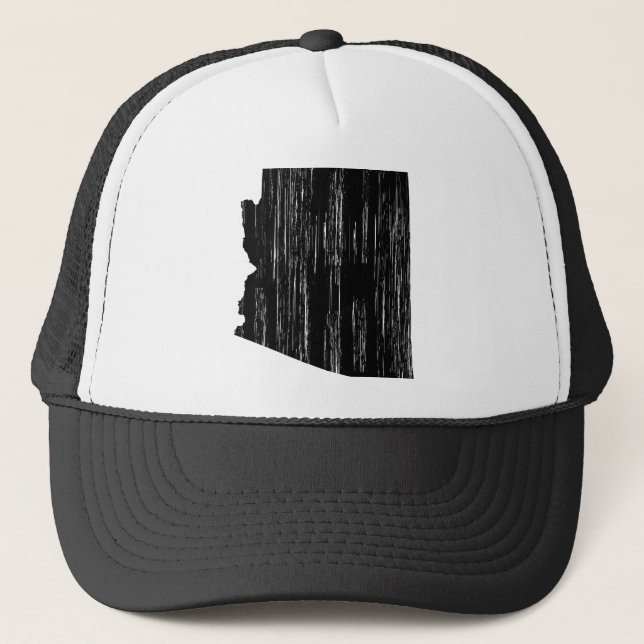 Distressed Arizona State Outline Trucker Hat (Front)