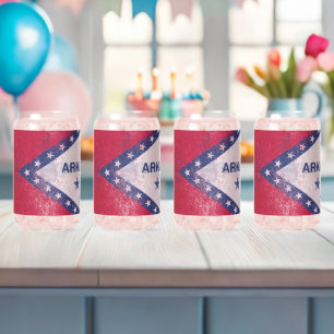 Distressed Arkansas Flag  Can Glass